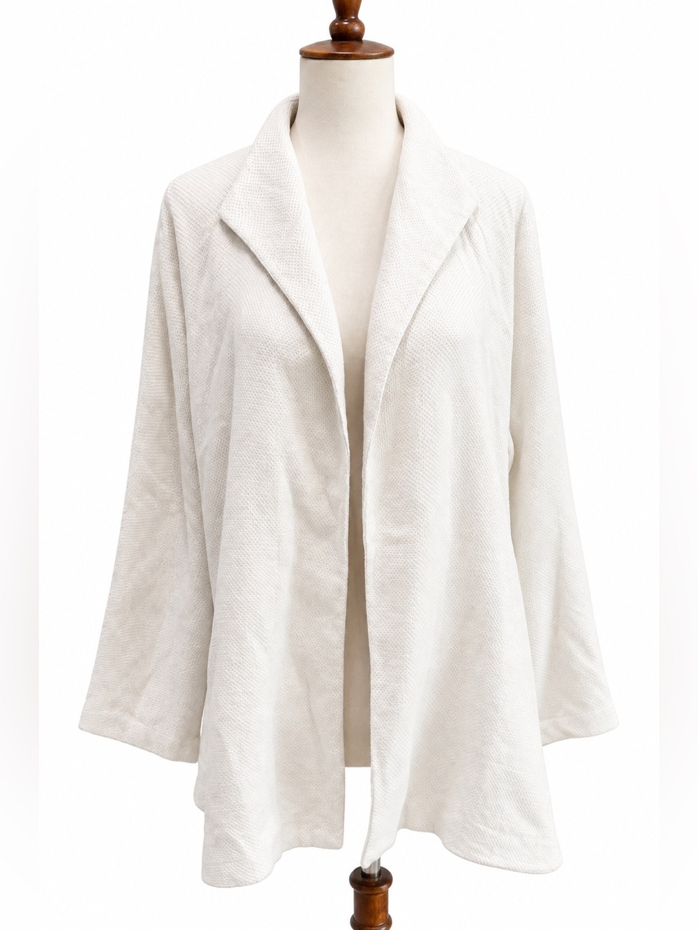 Eileen Fisher Cream Open-Front Women's Sweater Cardigan Linen Cotton L